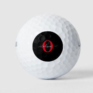 Personalisierter Name für Monogramm-Skript Schwarz Golfball