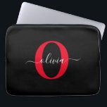 Personalisierter Name für Monogramm-Skript Schwarz Laptopschutzhülle<br><div class="desc">Dieses elegante Monogramm und das stilvolle Script-Namensdesign können als Geschenk für Geburtstag, Hochzeit, Brautparty, Jubiläum, Muttertag oder jeden Anlass gegeben werden. Es kann mit dem Namen und dem Namen der Person personalisiert werden. Sie können den Schriftart, die Farbe des Schriftartes, die Größe des Schriftartes und die Hintergrundfarbe mit dem Design-Tool...</div>
