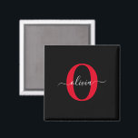 Personalisierter Name für Monogramm-Skript Schwarz Magnet<br><div class="desc">Dieses elegante Monogramm und das stilvolle Script-Namensdesign können als Geschenk für Geburtstag, Hochzeit, Brautparty, Jubiläum, Muttertag oder jeden Anlass gegeben werden. Es kann mit dem Namen und dem Namen der Person personalisiert werden. Sie können den Schriftart, die Farbe des Schriftartes, die Größe des Schriftartes und die Hintergrundfarbe mit dem Design-Tool...</div>