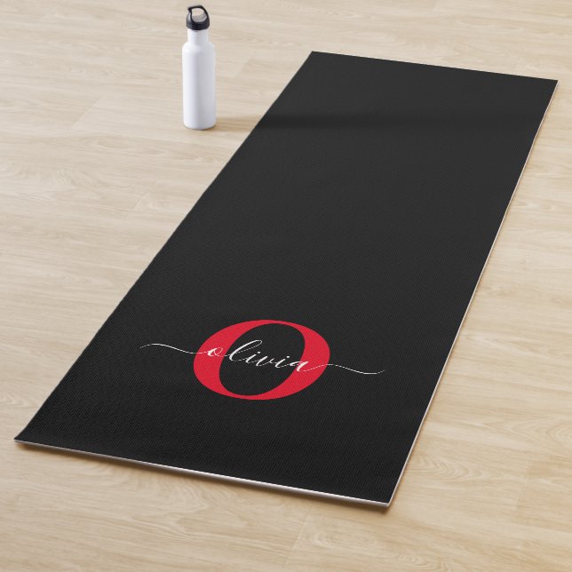Personalisierter Name für Monogramm-Skript Schwarz Yogamatte (Beispiel)