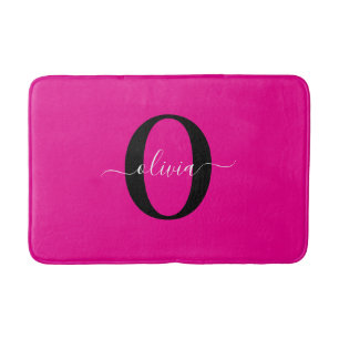 Personalisierter Name für Monogramm Skripte Rosa S Badematte