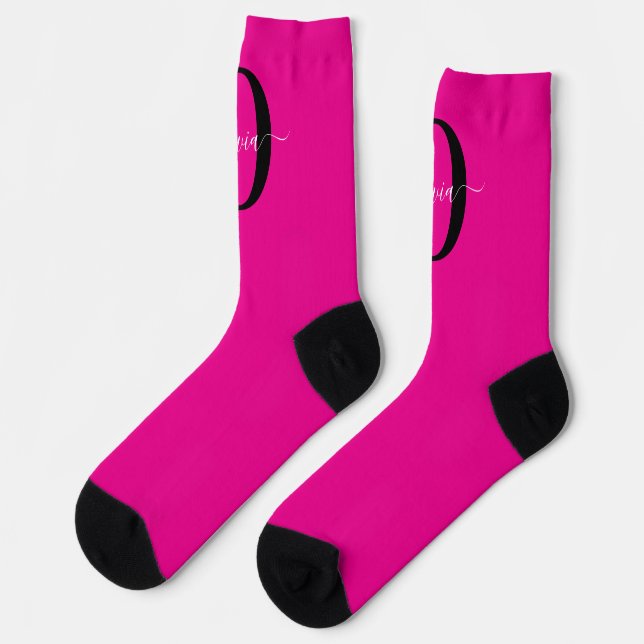 Personalisierter Name für Monogramm Skripte Rosa S Socken (Linkes Detail)