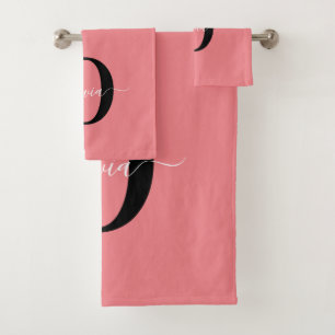 Personalisierter Name für Monogramm-Skripte Schwar Badhandtuch Set