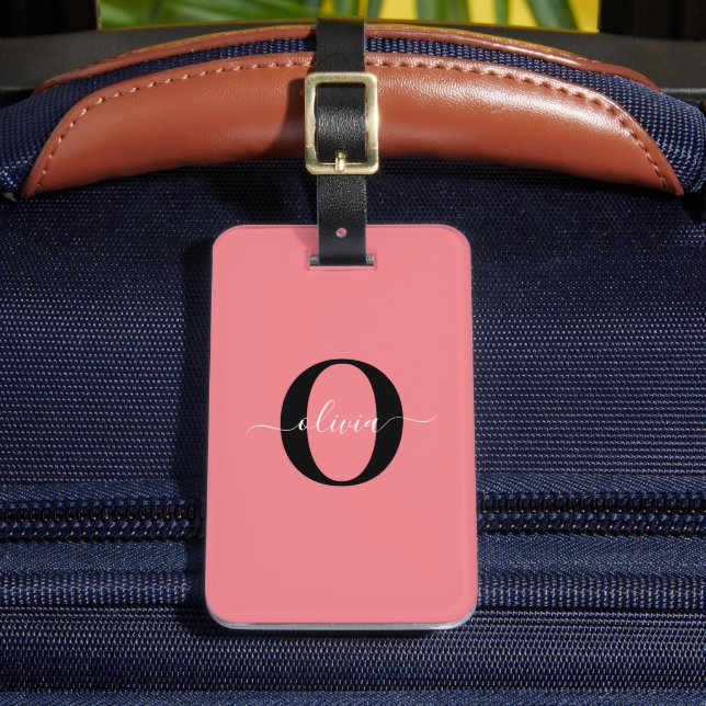 Personalisierter Name für Monogramm-Skripte Schwar Gepäckanhänger (Vorderseite Insitu 2)