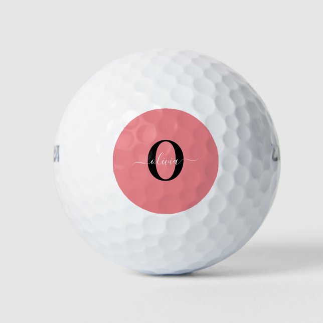 Personalisierter Name für Monogramm-Skripte Schwar Golfball (Vorderseite)