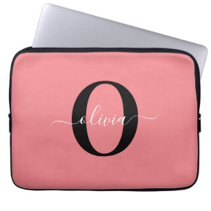 Personalisierter Name für Monogramm-Skripte Schwar Laptopschutzhülle