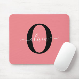 Personalisierter Name für Monogramm-Skripte Schwar Mousepad