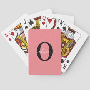 Personalisierter Name für Monogramm-Skripte Schwar Spielkarten