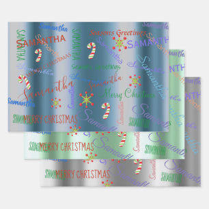 Personalisierter Name für Weihnachten Geschenkpapier Set