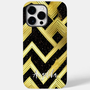 Personalisierter Name für Zickzack Schwarz und Gol Case-Mate iPhone 14 Pro Max Hülle