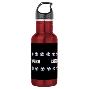 Personalisierter Name, Fußballball, rot Edelstahlflasche