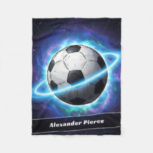 Personalisierter Name Galaxy Soccer Planet Fleecedecke