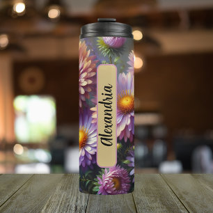 Personalisierter Name Geburtsdatum Blume 16. Septe Thermosbecher