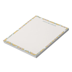 Personalisierter Name Gelbe Blumenpastete Grenze Notizblock