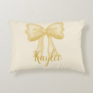 Personalisierter Name Gelbe Coquette Bow Kissen
