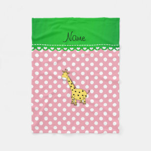Personalisierter Name Gelbe Giraffe Rosa Polka Pun Fleecedecke
