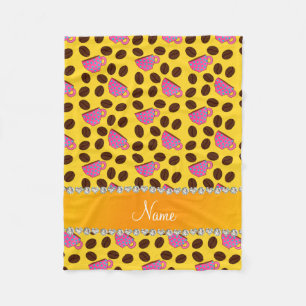Personalisierter Name Gelbe rosa Kaffeetassen Bohn Fleecedecke
