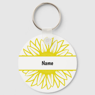 Personalisierter Name Gelbe Sonnenblume Schlüsselanhänger