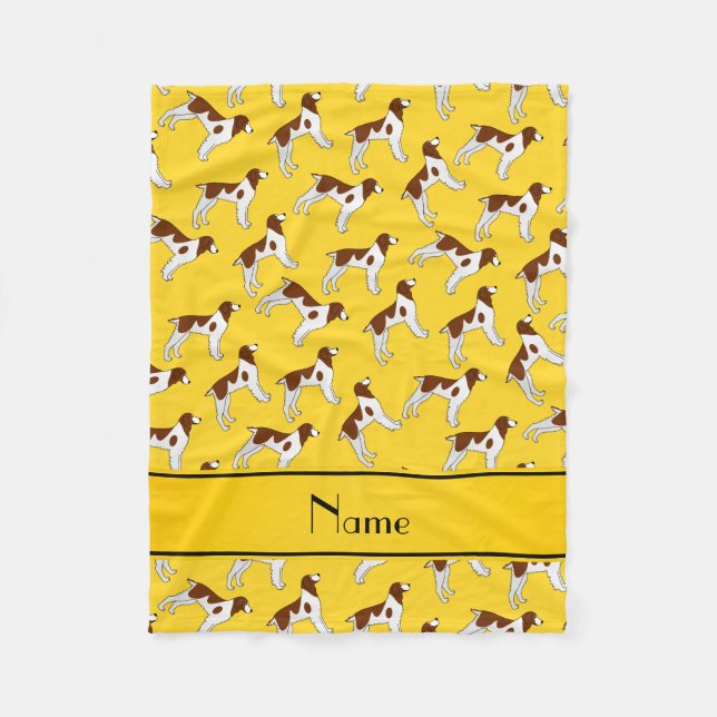 Personalisierter Name Gelbspröde Spaniel Hunde Fleecedecke (Vorderseite)