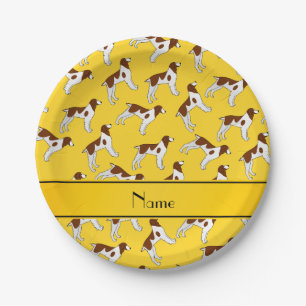 Personalisierter Name Gelbspröde Spaniel Hunde Pappteller