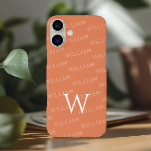 Personalisierter Name gemustert, Einfache Monogram iPhone 16 Plus Hülle