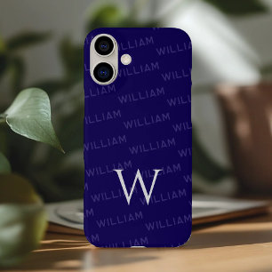 Personalisierter Name gemustert, Einfache Monogram iPhone 16 Plus Hülle