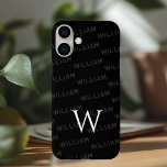 Personalisierter Name gemustert, Einfache Monogram iPhone 16 Plus Hülle<br><div class="desc">Dieses elegante iPhone 16 Gehäuse bietet ein raffiniertes Monogramm-Muster mit einer modernen, minimalistischen Touch. Das Design hebt Ihren Namen in einem klaren, einfachen Schriftart hervor und schafft so ein personalisiertes und stilvolles Aussehen. Der erste Buchstabe deines Namens wird prominent als fett gedrucktes Monogramm dargestellt, das der Ästhetik eine Touch Eleganz...</div>