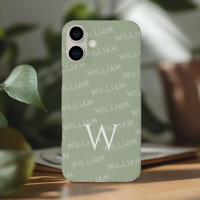 Personalisierter Name gemustert, Einfache Monogram Case-Mate iPhone Hülle (Von Creator hochgeladen)