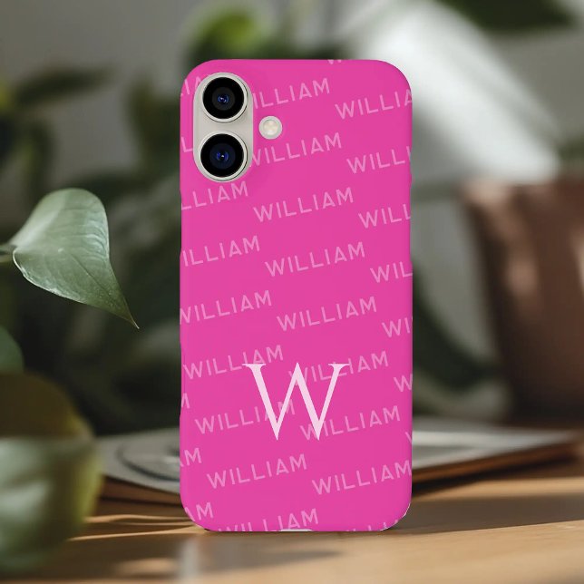 Personalisierter Name gemustert, Einfache Monogram Case-Mate iPhone Hülle (Von Creator hochgeladen)