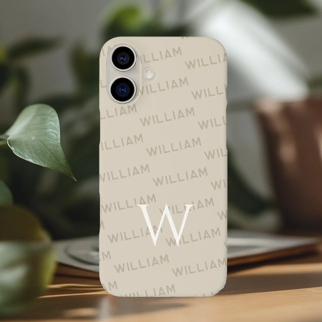 Personalisierter Name gemustert, Einfache Monogram Case-Mate iPhone Hülle (Von Creator hochgeladen)