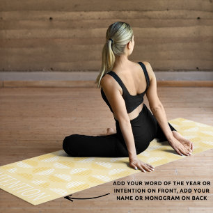 Personalisierter Name Geometrisches Muster Gelb Yogamatte