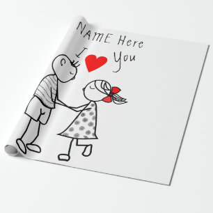 Personalisierter Name Geschenkpapier Couple Liebe