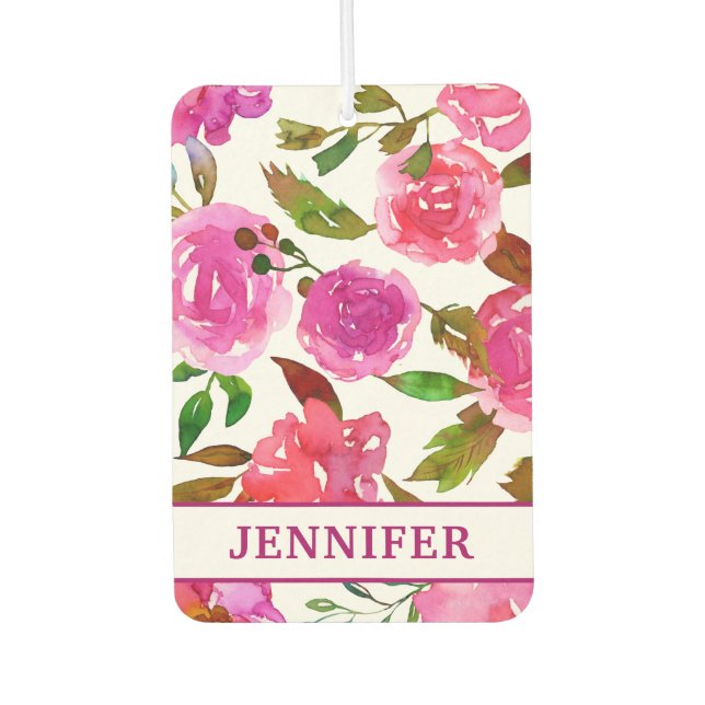 Personalisierter Name Girl Lila Watercolor Autolufterfrischer (Vorderseite)