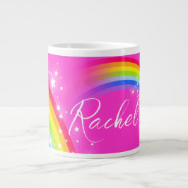 Personalisierter Name Girls Regenbogen Rosa Jumbo-Tasse