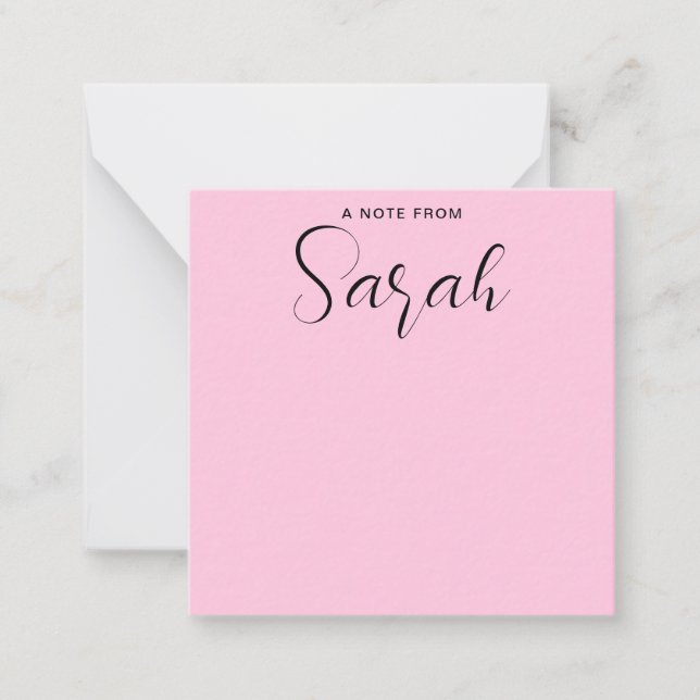 Personalisierter Name Girly Calligraphy Pink Mitteilungskarte (Vorderseite)