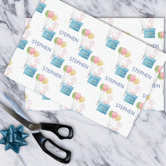 Personalisierter Name glücklich Geburtsdatum Monog Seidenpapier (Von Creator hochgeladen)