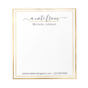 Personalisierter Name Gold   Aus dem Schreibtisch  Notizblock