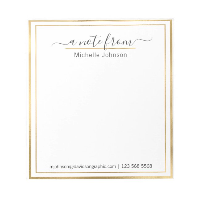 Personalisierter Name Gold | Aus dem Schreibtisch  Notizblock (Vorderseite)