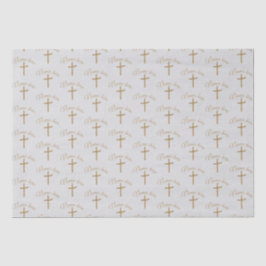 Personalisierter Name Gold Cross Christening Taufe Seidenpapier