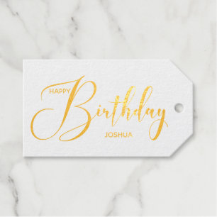 Personalisierter Name Gold Foil Happy Birthday Geschenkanhänger