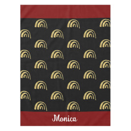 Personalisierter Name Gold Regenbogen und Schwarz Tischdecke
