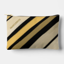 Personalisierter Name Gold Schwarz Creme Streifen