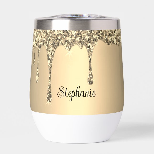 Personalisierter Name Gold Tropfen Script Monogram (Vorderseite)