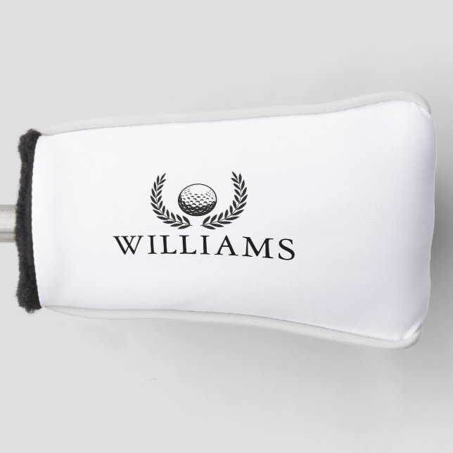 Personalisierter Name Golf Ball und Kranz Headcover (Vorderseite)