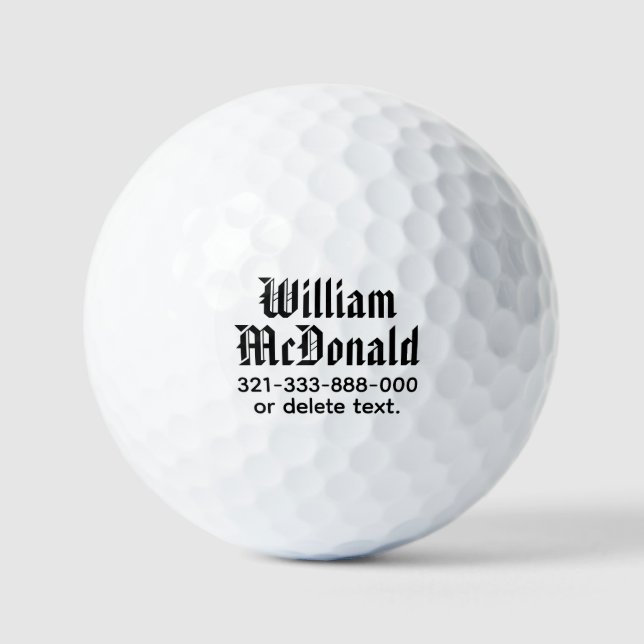 Personalisierter Name Golf Balls Template AMERICAN Golfball (Vorderseite)