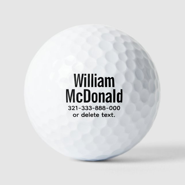 Personalisierter Name Golf Balls Vorlage BOLD 13 Golfball (Vorderseite)