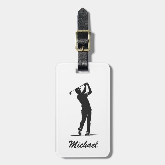 Personalisierter Name Golf Player Golfer Golfspiel Gepäckanhänger (Vorderseite vertikal)