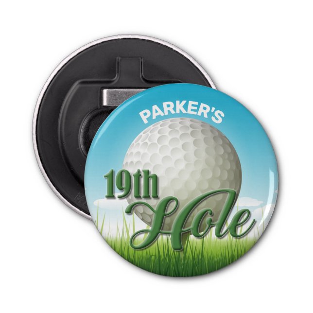 Personalisierter NAME Golfer Golf Pro Ball 19. Loc Flaschenöffner (Vorderseite)