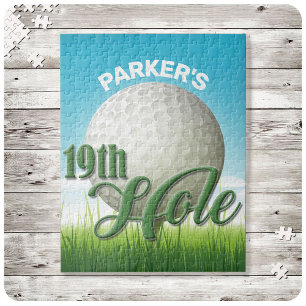 Personalisierter NAME Golfer Golf Pro Ball 19. Loc Puzzle
