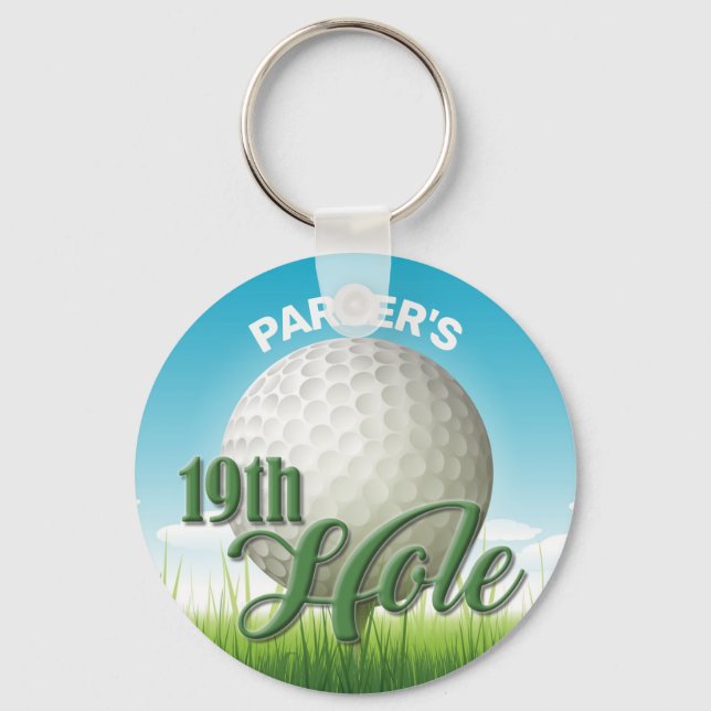 Personalisierter NAME Golfer Golf Pro Ball 19. Loc Schlüsselanhänger (Vorderseite)